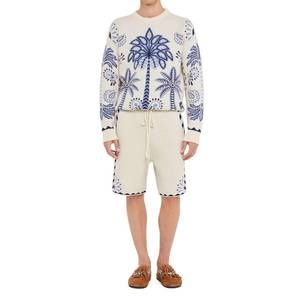 NEW ALANUI wild wonder foulard bermuda shorts in chalk/ indigo